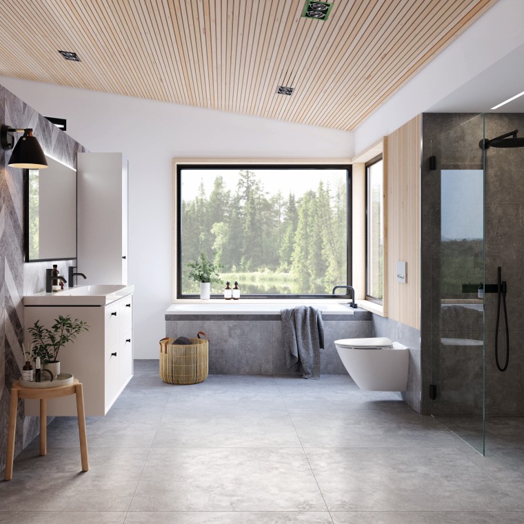 „Ifö Sense Art“ baldai, „Spira“ WC puodas ir „Showerama Art“ dušo sprendimas